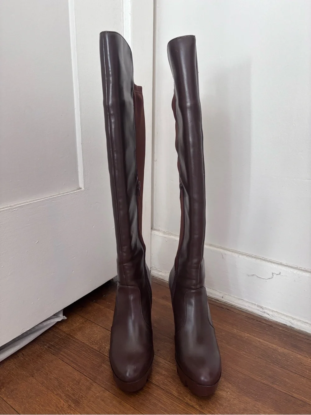 BCBGMaxAzria Dark Brown Knee High Wedge Boots